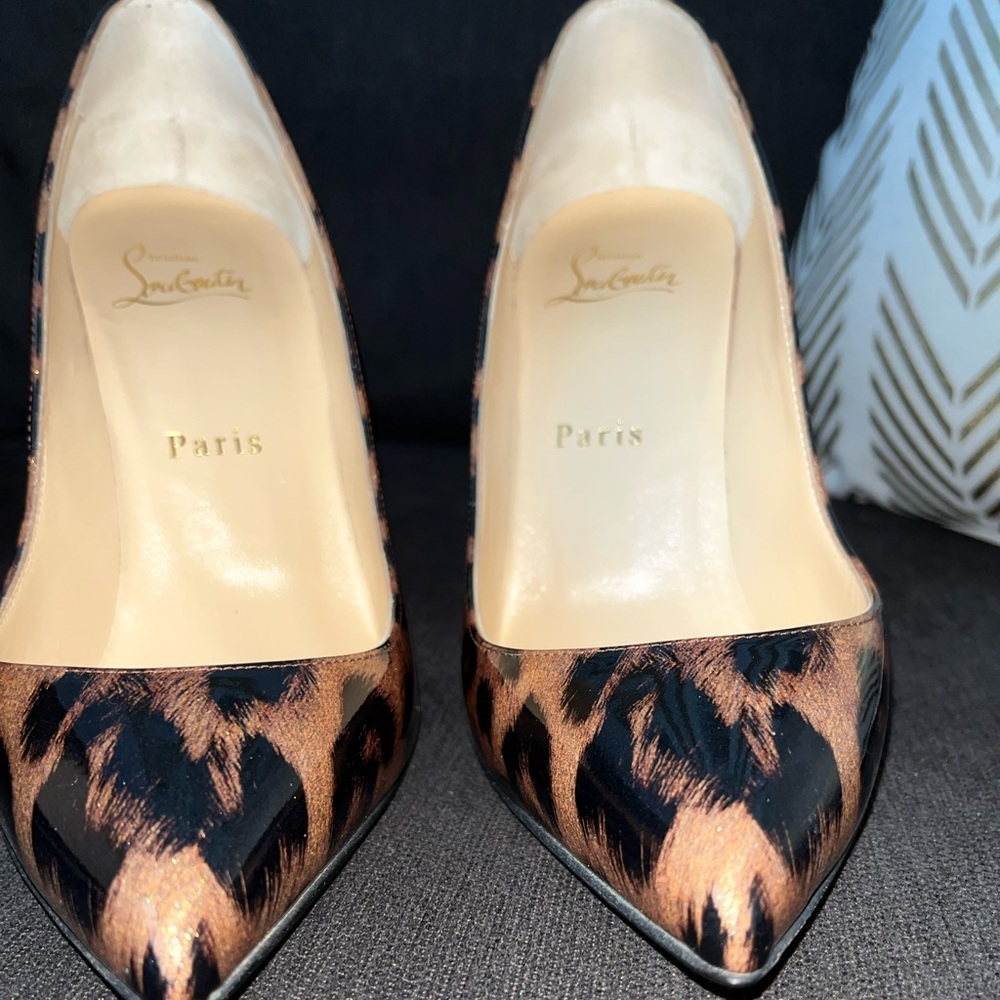 Christian Louboutin Patent Glitter Leopard Print Pigalle Follies